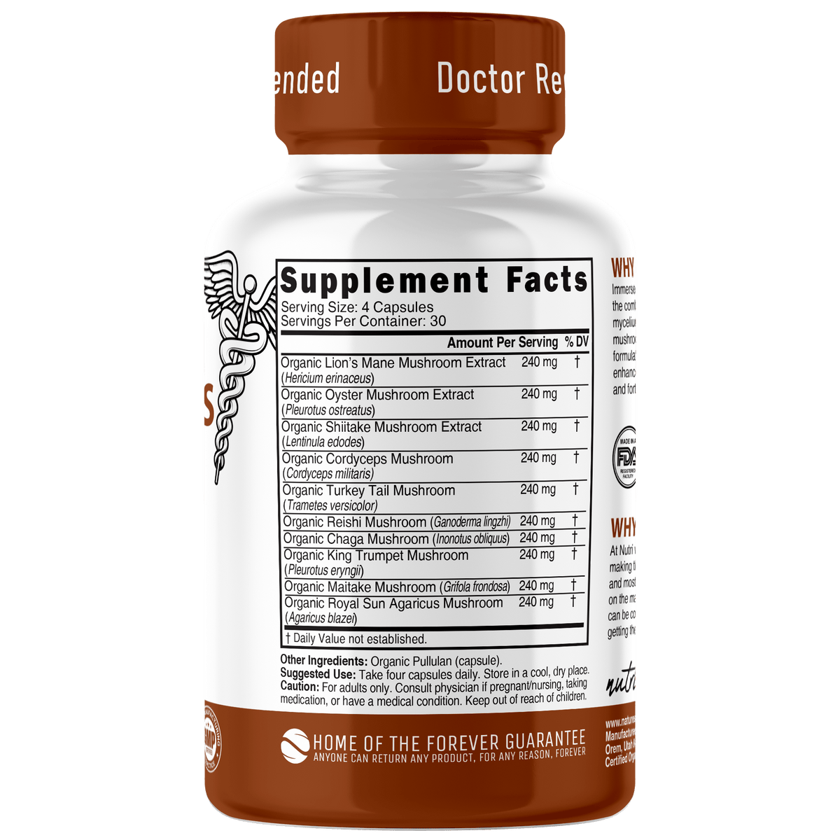 Nutri 10 Mushroom Organic 2400 mg - 120 Count