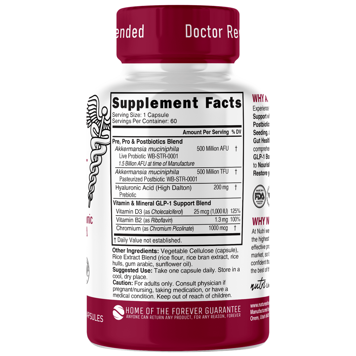 Nutri Akkermansia GLP-1 1 Billion AFU, 60 Count