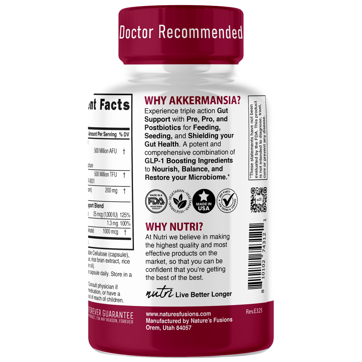 Nutri Akkermansia GLP-1 1 Billion AFU, 60 Count