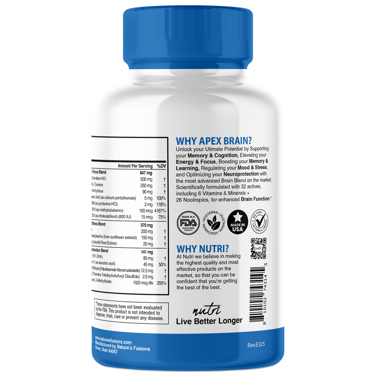 Nutri Apex Brain 3500mg 125 Count