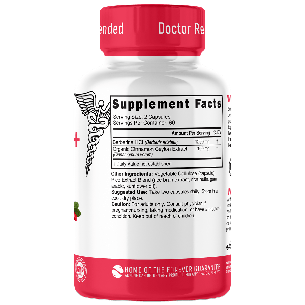 Nutri Berberine+ with Cinnamon Ceylon 1300 mg - 120 Count