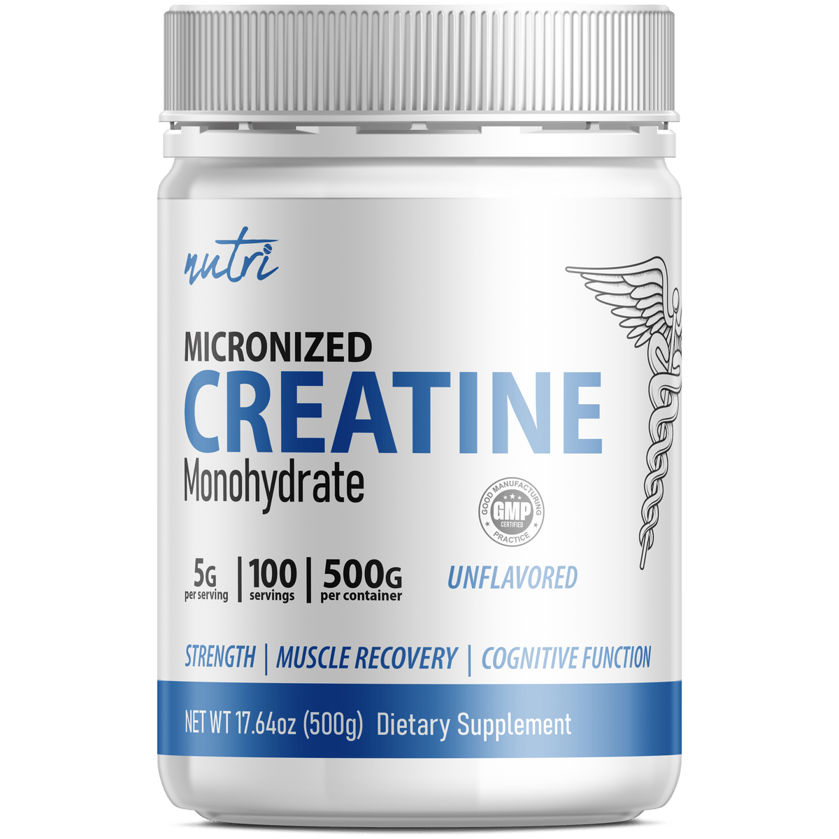 Nutri Creatine 5000 mg unflavored powder, 500 g tub