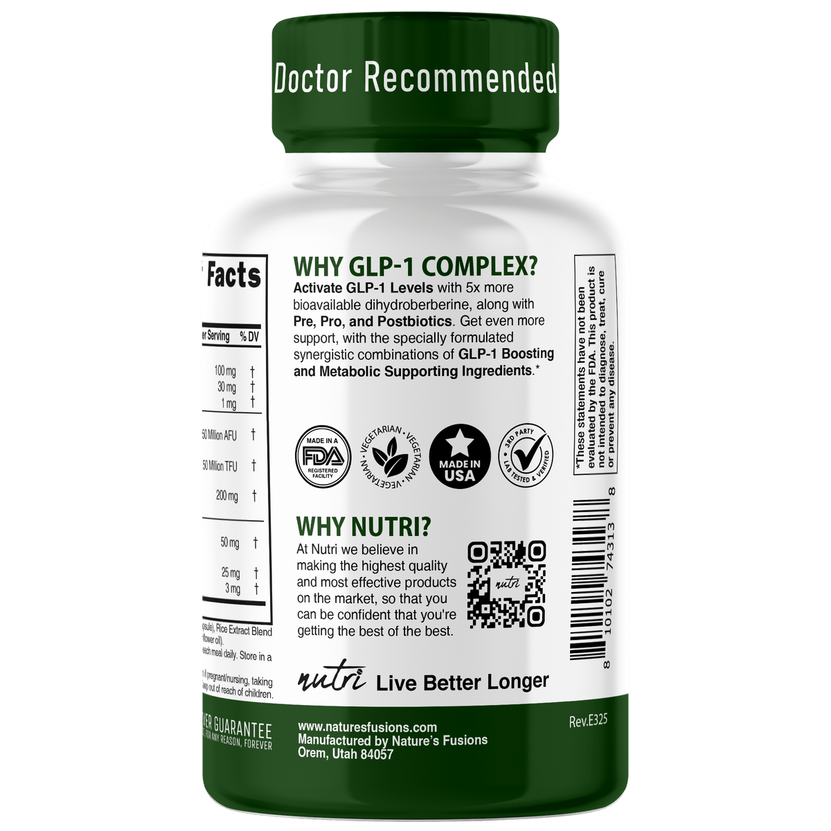 Nutri GLP-1 Complex 450 mg, 90 ct 250 cc bottle