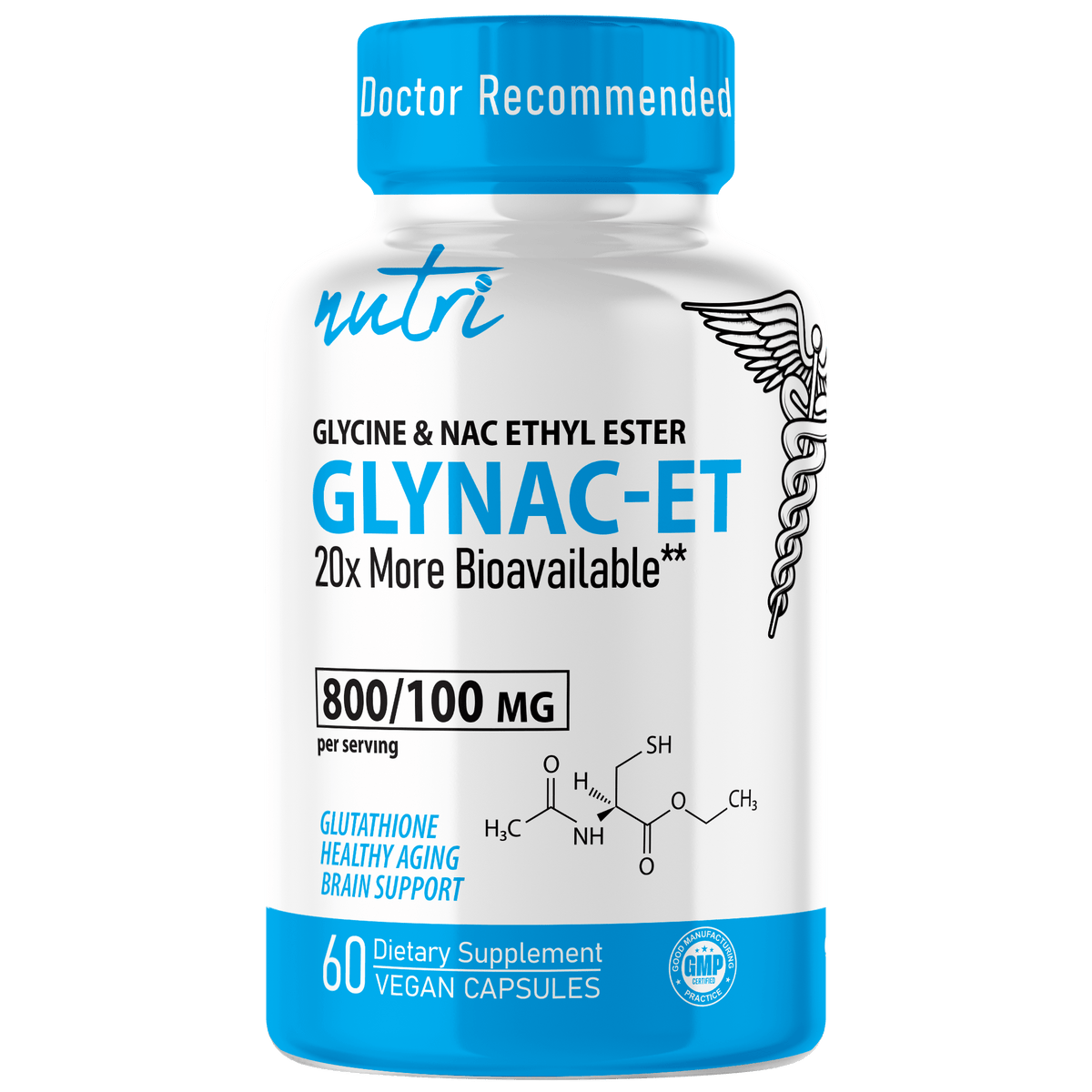 Nutri GlyNACET 100 mg (Glycine w/ NAC Ethyl Ester, molybdenum & selenium) 800/100 mg - 60 Count