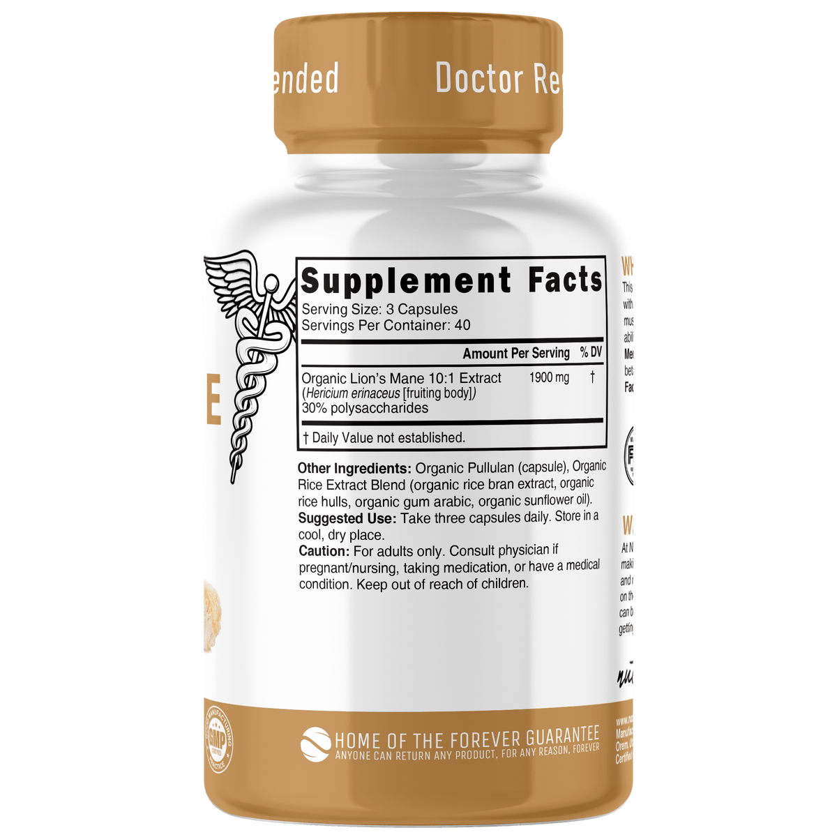 Nutri Lion - Mane Extract 1900 mg - 120 Count - Organic