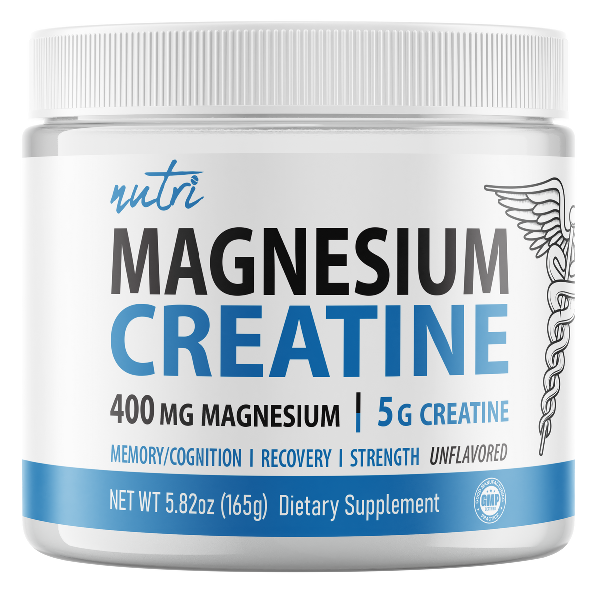 Nutri Magnesium Creatine 400mg/5g, 165g - Unflavored Powder 30 Servings