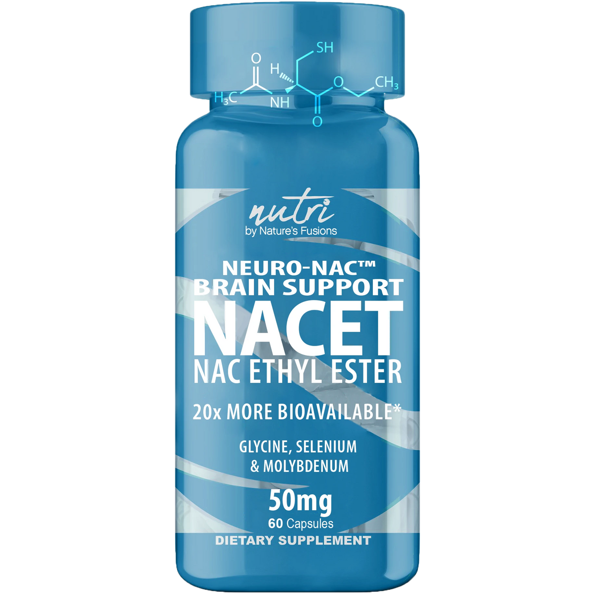Nutri Neuro-NAC 100 mg (N-Acetyl L-Cysteine Ethyl Ester with glycine, molybdenum & selenium) 800/100 mg - 60 Count