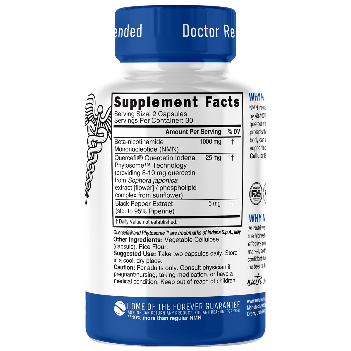 Nutri NMN 1000 mg MAX STRENGTH Nicotinamide Mononucleotide - 60 Count