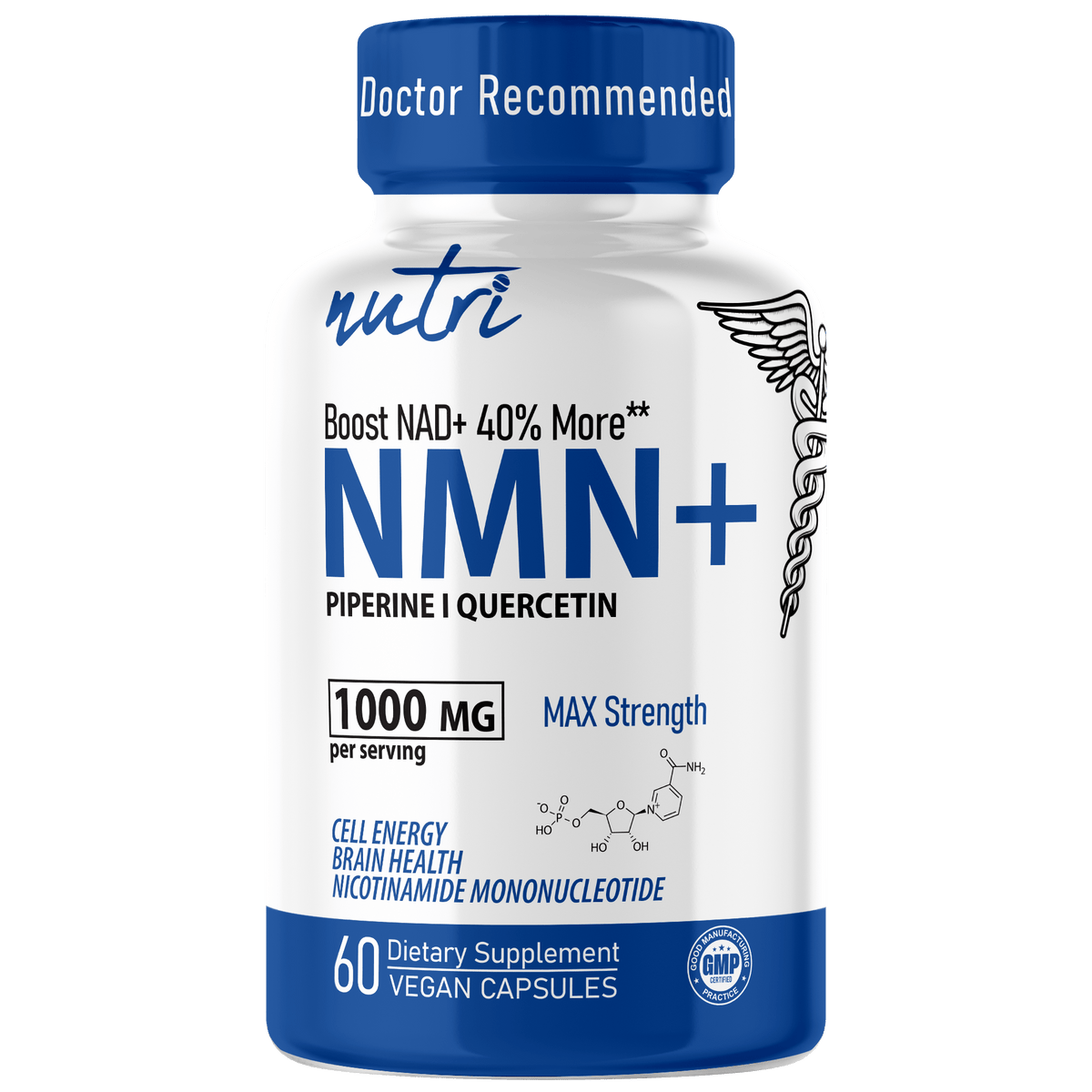 Nutri NMN 1000 mg MAX STRENGTH Nicotinamide Mononucleotide - 60 Count
