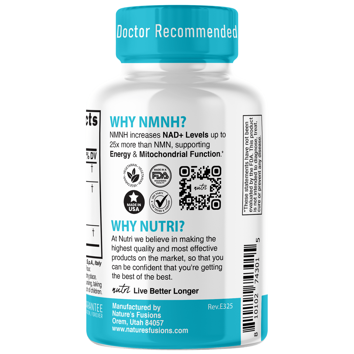 Nutri NMNH 125 mg Extra Strength (Dihydronicotinamide Mononucleotide) - 30 Count