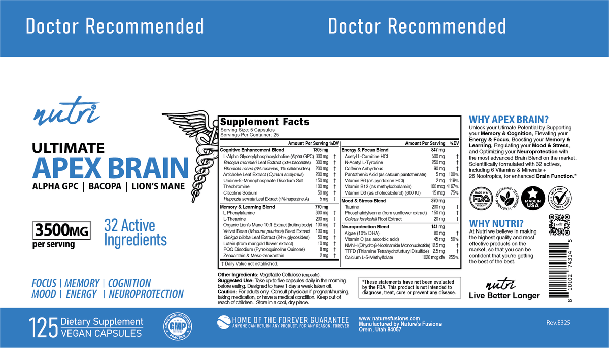 Nutri Apex Brain 3500mg 125 Count