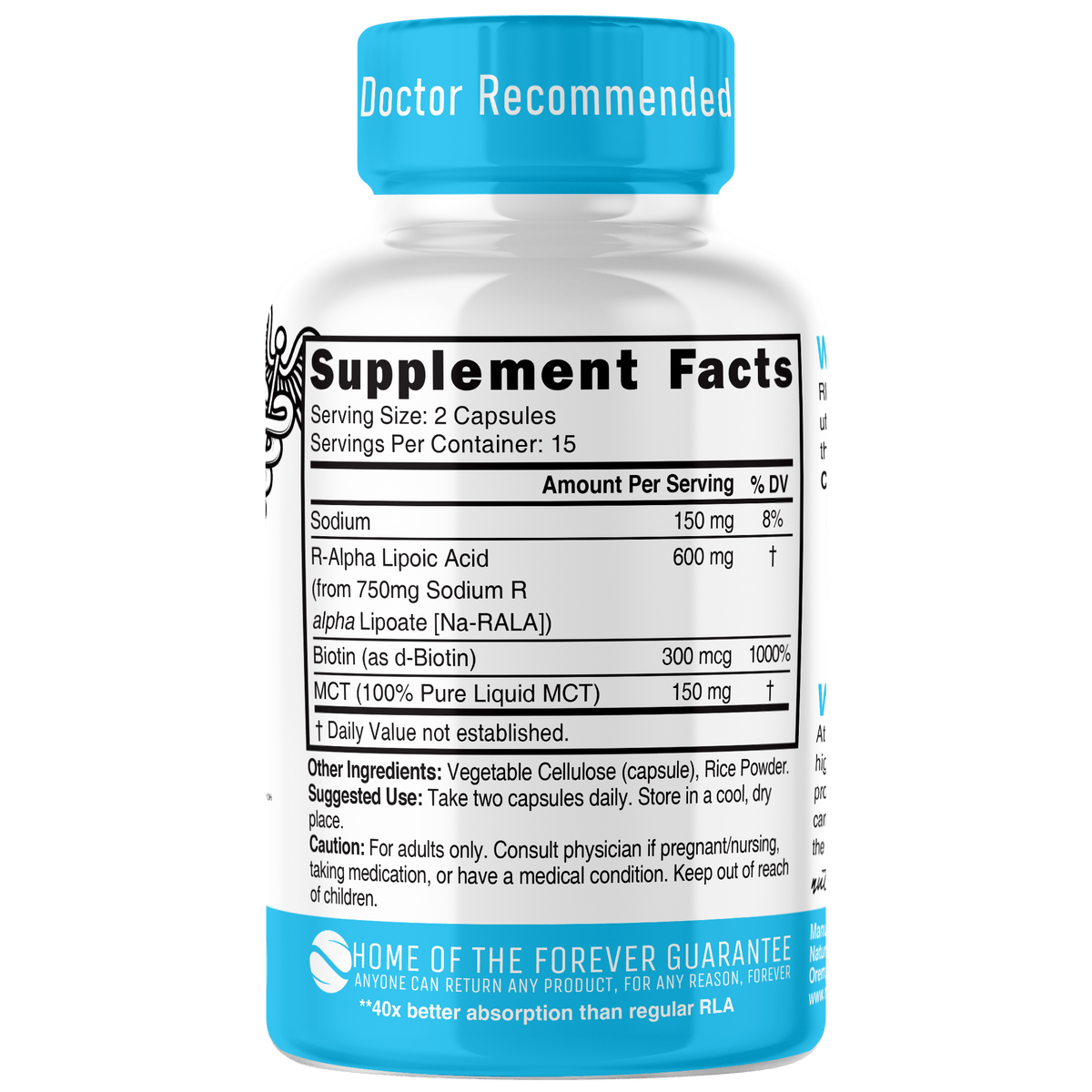 Nutri R Lipoic Acid+ R-ALA (Stabilized Sodium Na-RALA with Biotin) 600 mg - 30 Count