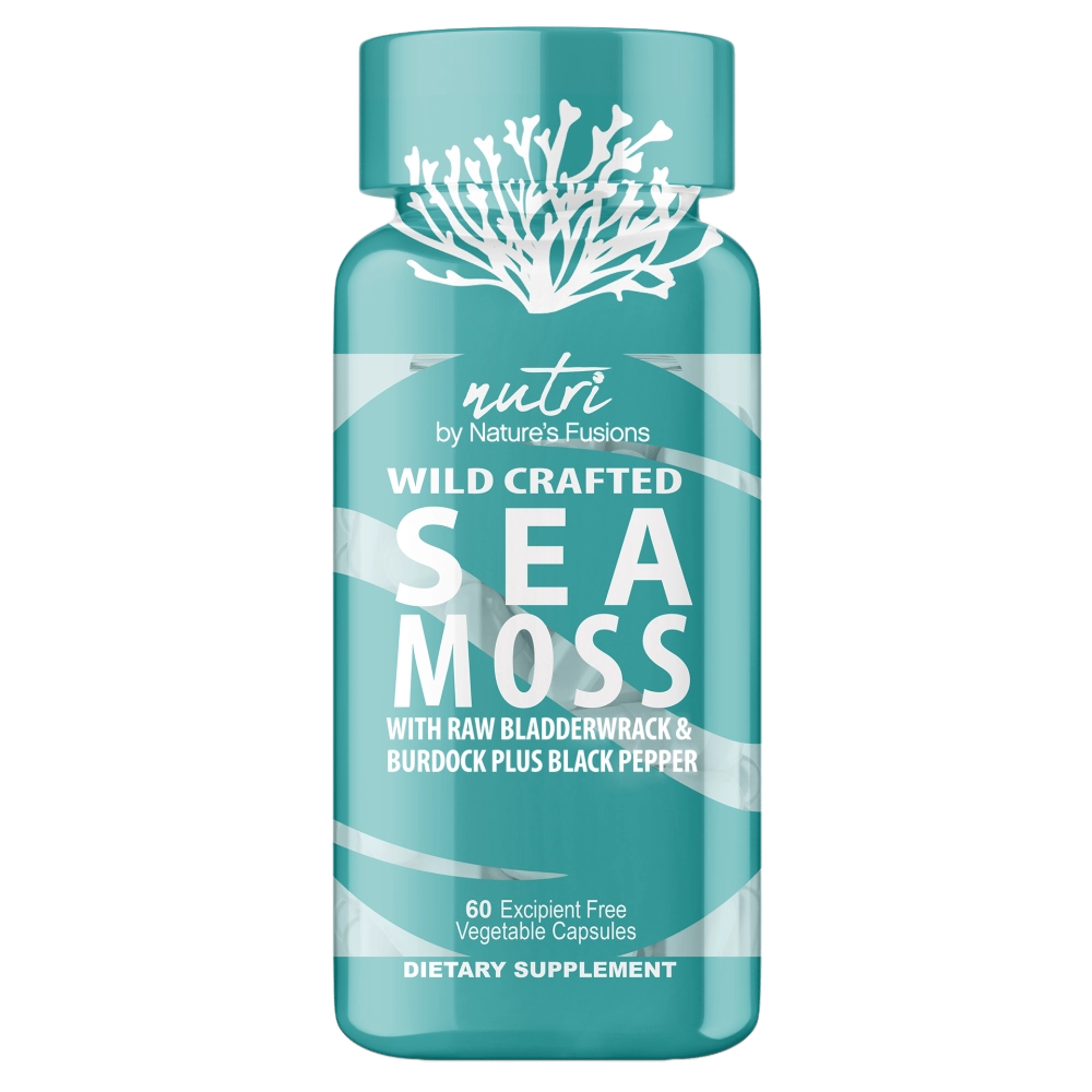 Nutri Sea Moss with Bladderwrack, Burdock & Black Pepper 1405 mg - 60 Count - Organic