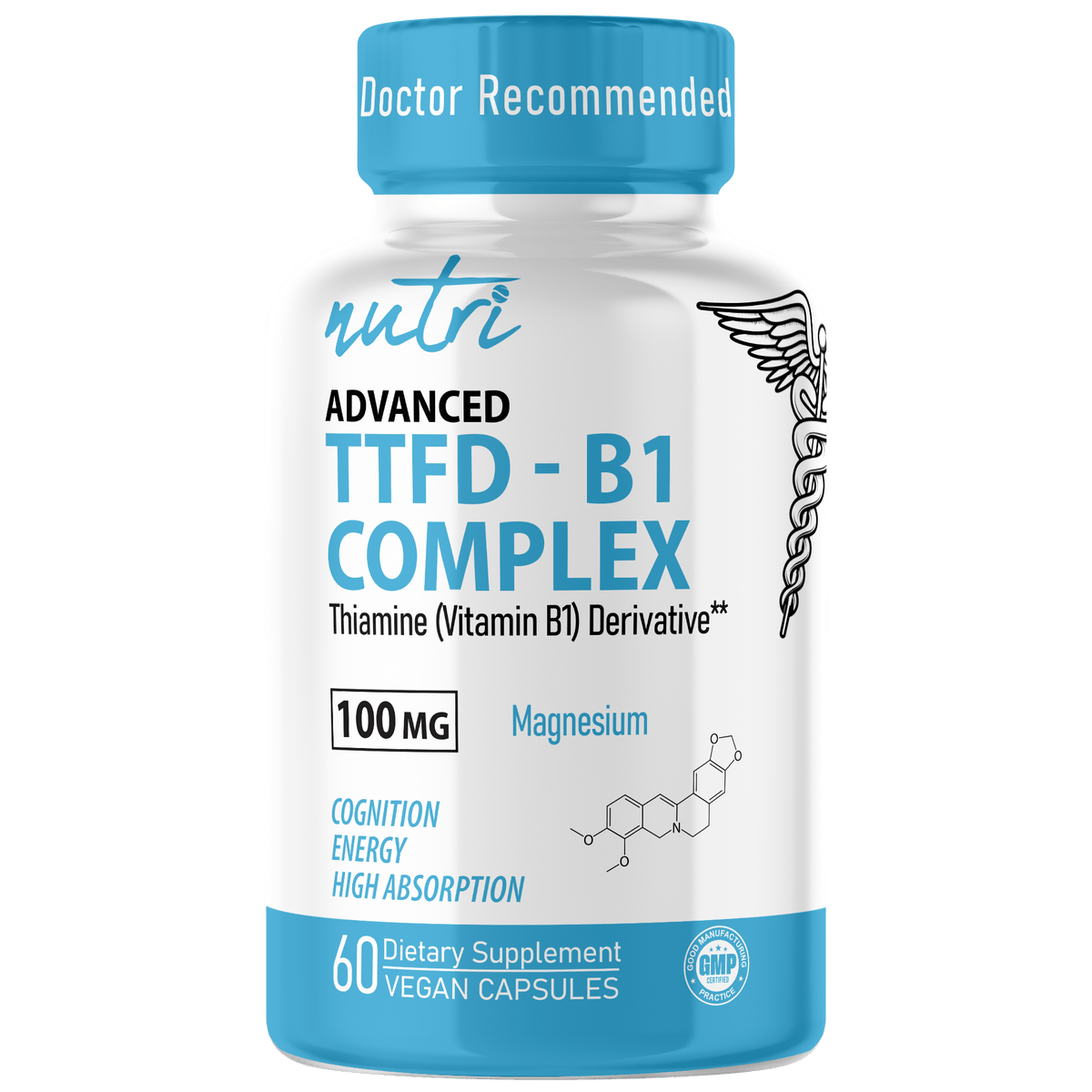 Nutri TTFD Thiamine B1 Supplement - 100mg 60ct - Thiamine Tetrahydrofurfuryl Disulfide