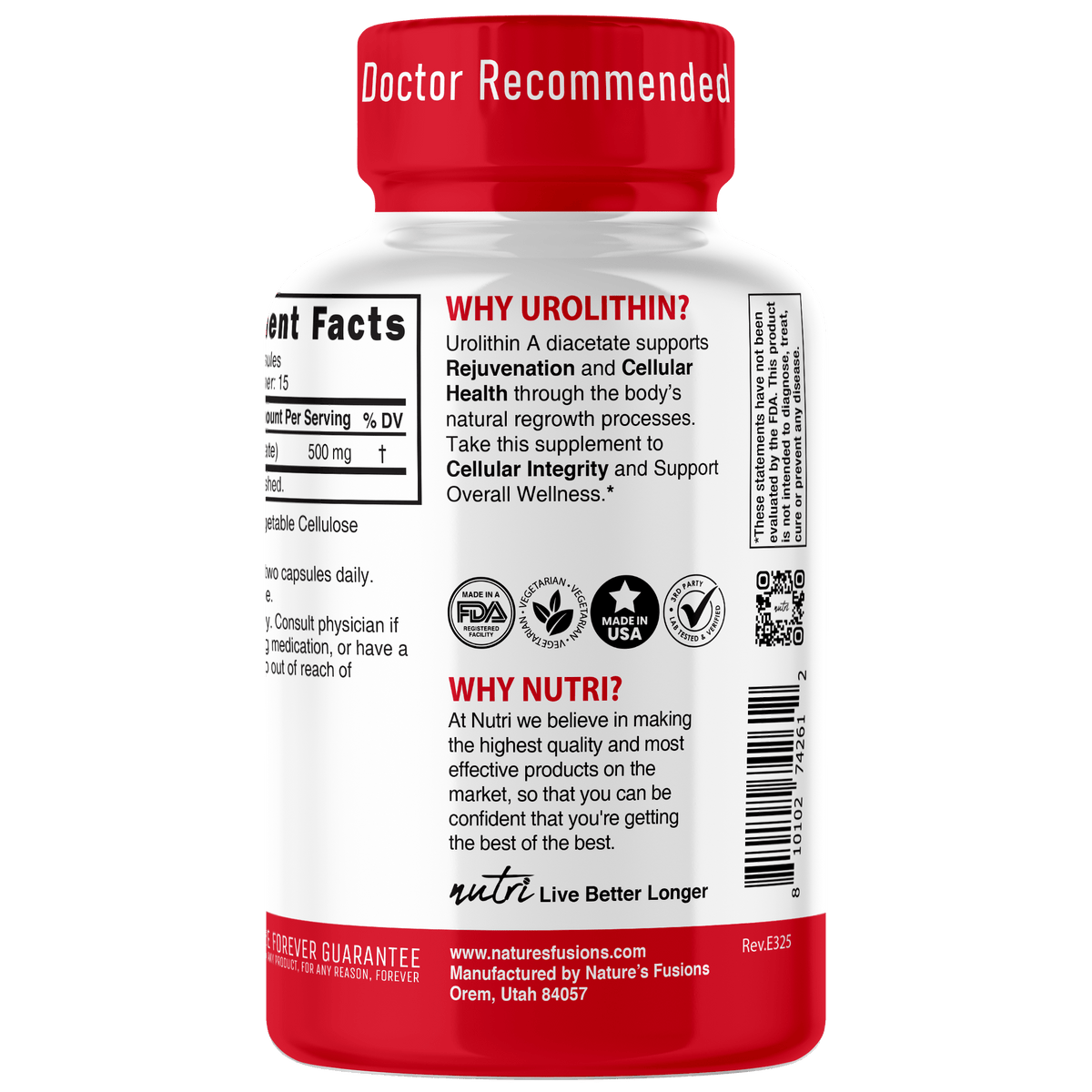 Nutri Urolithin A (3,8 Diaecetate) 500 mg - 30 Count