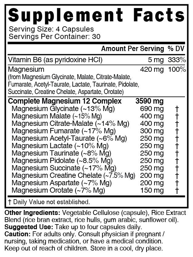 Nutri Magnesium Complete 12 Complex 420 mg - 120 Count