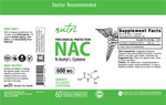 Nutri NAC (N-Acetyl L-Cysteine) 600 mg - 60 Count