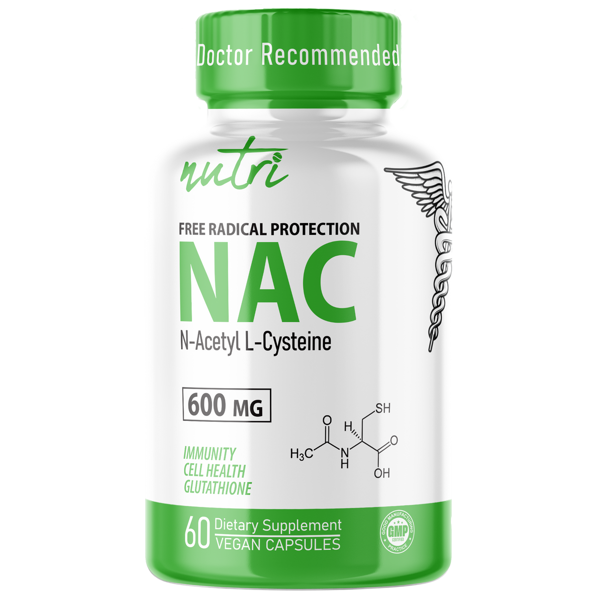 Nutri NAC (N-Acetyl L-Cysteine) 600 mg - 60 Count