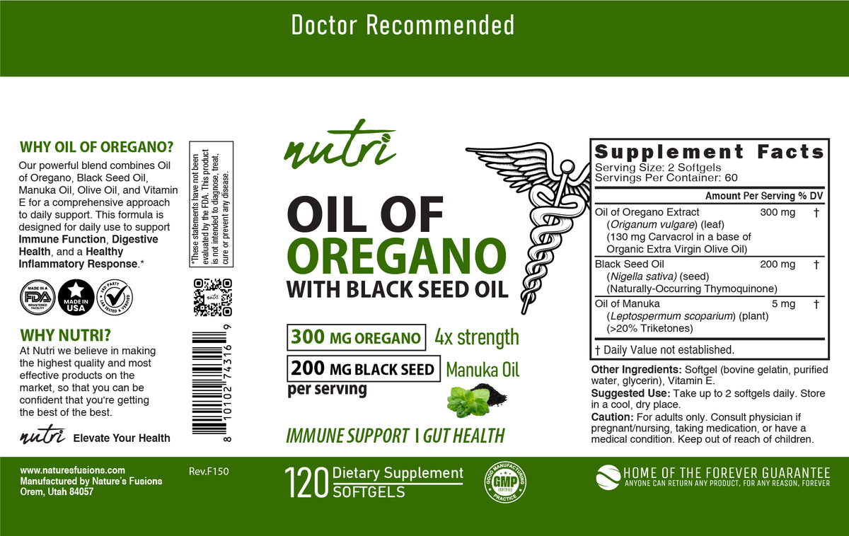 Nutri Oil of Oregano 500 mg (250 mg) softgel, 120 ct