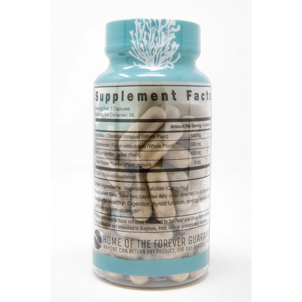 Nutri Sea Moss with Bladderwrack, Burdock & Black Pepper 1405 mg - 60 Count - Organic