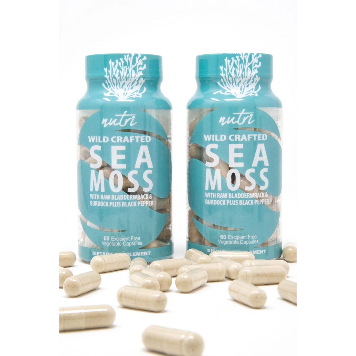 Nutri Sea Moss with Bladderwrack, Burdock & Black Pepper 1405 mg - 60 Count - Organic