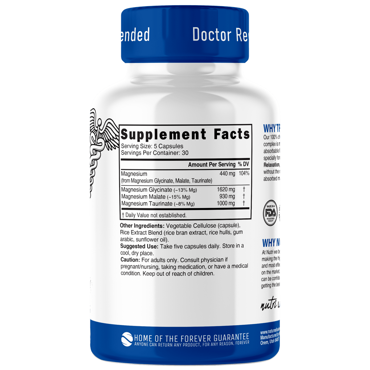 Nutri Triple Magnesium (Glycinate, Malate, Taurinate) 440 mg - 150 Count