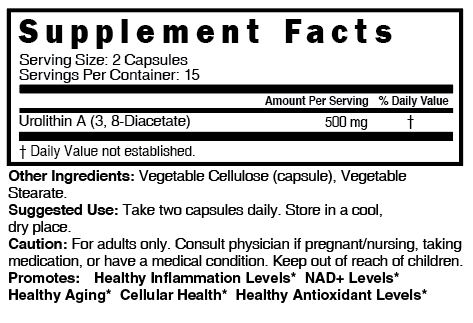 Nutri Urolithin A (3,8 Diaecetate) 500 mg - 30 Count