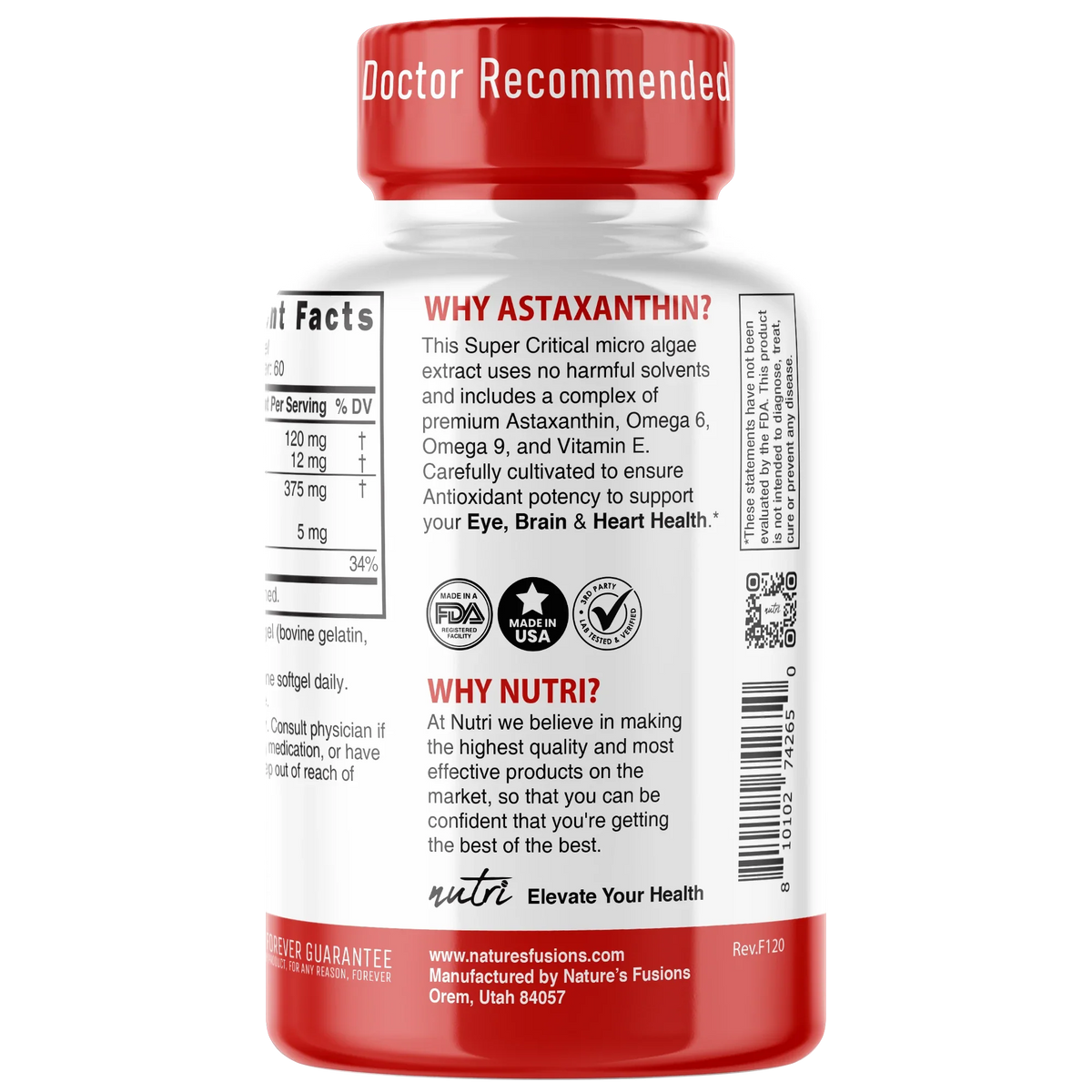 Nutri Astaxanthin 12 mg side panel