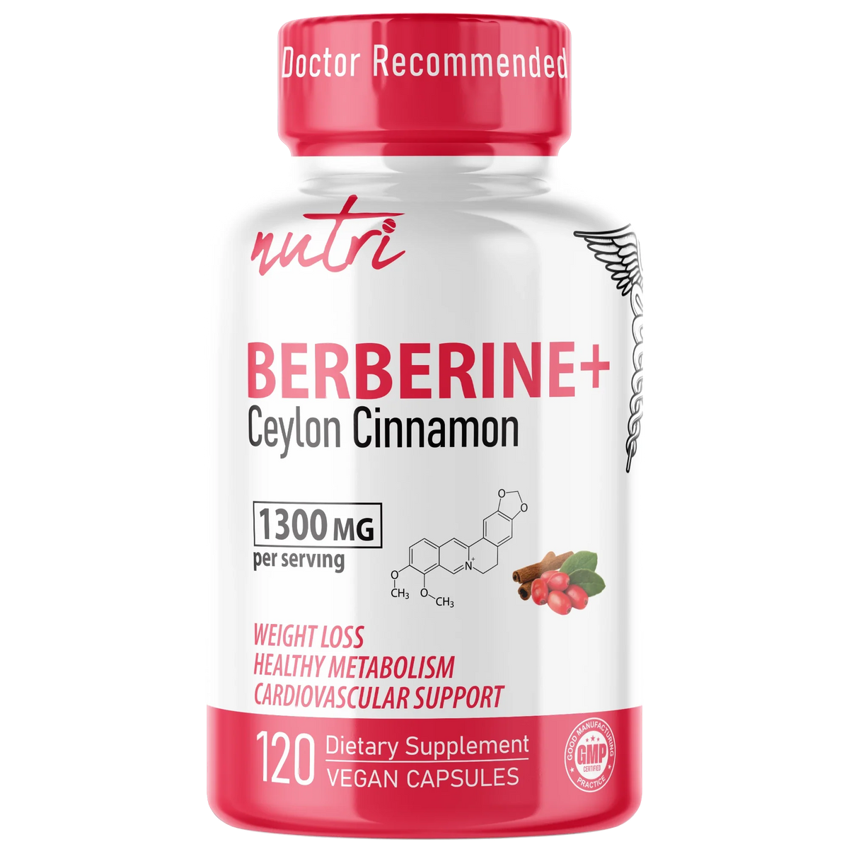 Nutri Berberine+ with Cinnamon Ceylon 1300mg bottle front