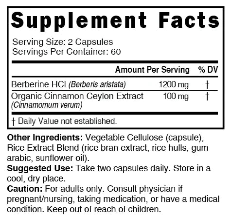 Nutri Berberine+ Supplement Facts panel