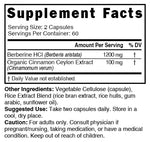 Nutri Berberine+ Supplement Facts panel