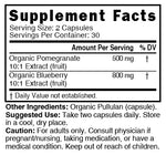 Nutri Blueberry Pomegranate Supplement Facts panel