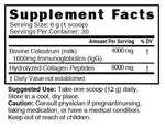 Nutri Colostrum + Collagen Supplement Facts panel