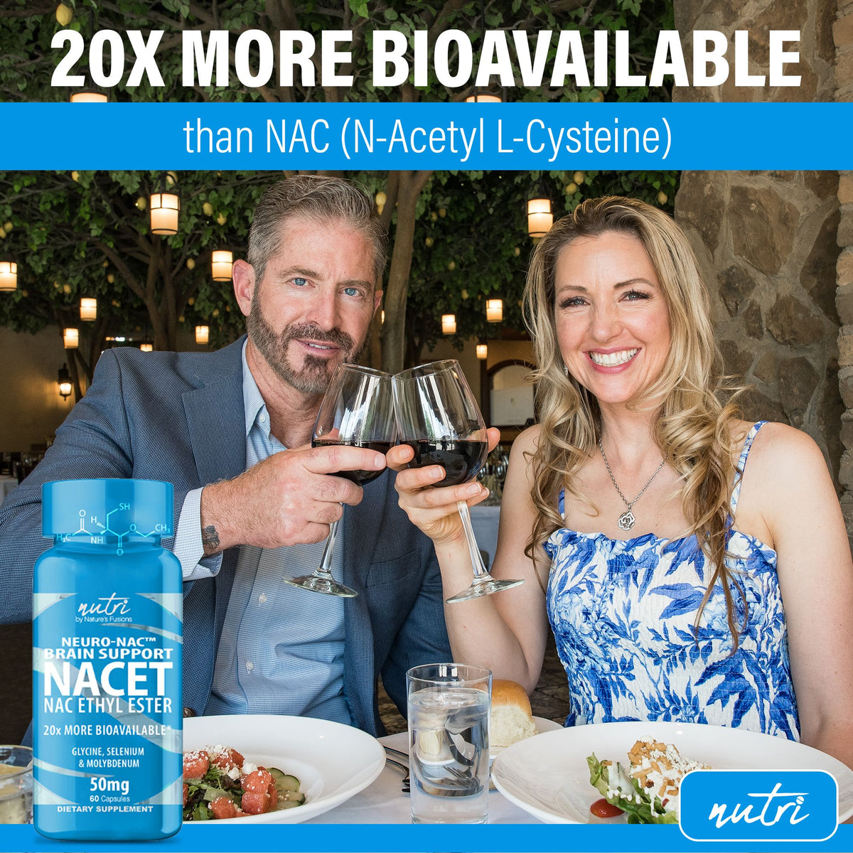 Nutri Neuro-NAC 100 mg (N-Acetyl L-Cysteine Ethyl Ester with glycine, molybdenum & selenium) 800/100 mg - 60 Count