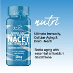 Nutri Neuro-NAC 100 mg (N-Acetyl L-Cysteine Ethyl Ester with glycine, molybdenum & selenium) 800/100 mg - 60 Count