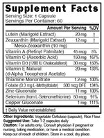 Nutri Lutein Zeaxanthin Mesozeaxanthin Supplement Facts panel