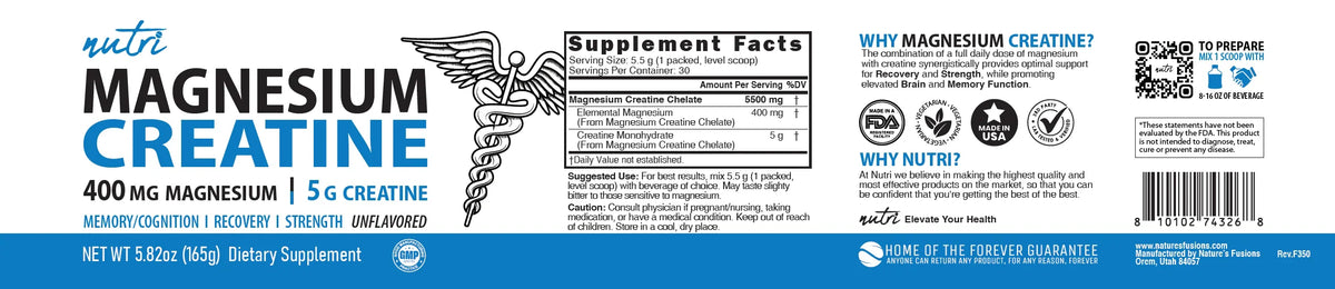 Nutri Magnesium Creatine label layflat
