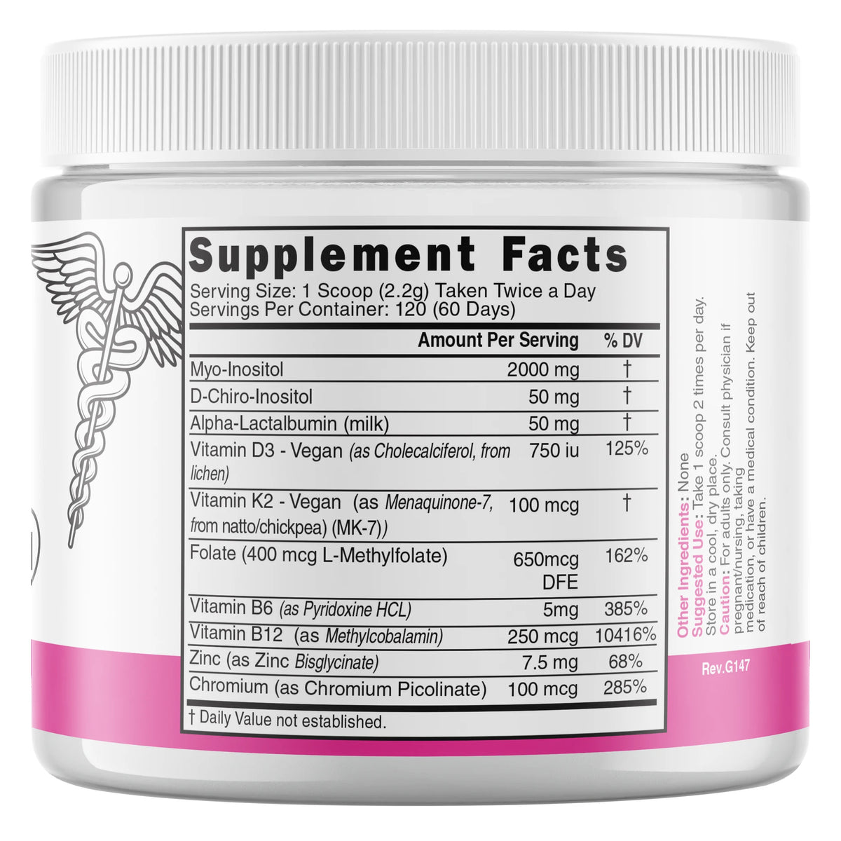 Nutri Myo & D-Chiro Inositol Plus Powder back label