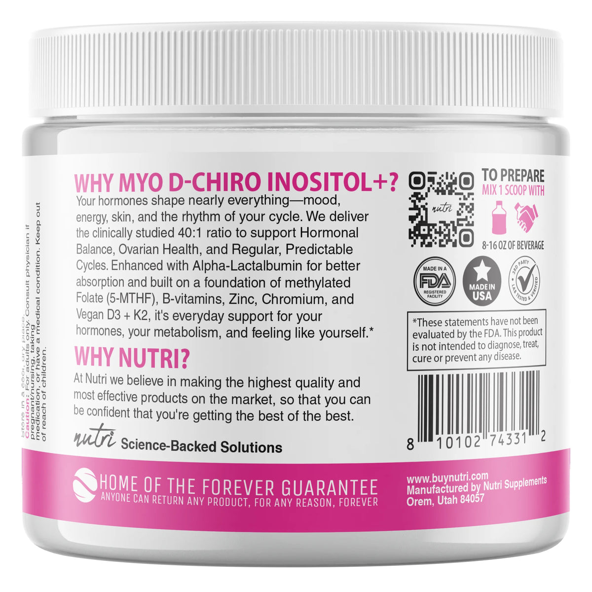 Nutri Myo & D-Chiro Inositol Plus Powder tub side panel