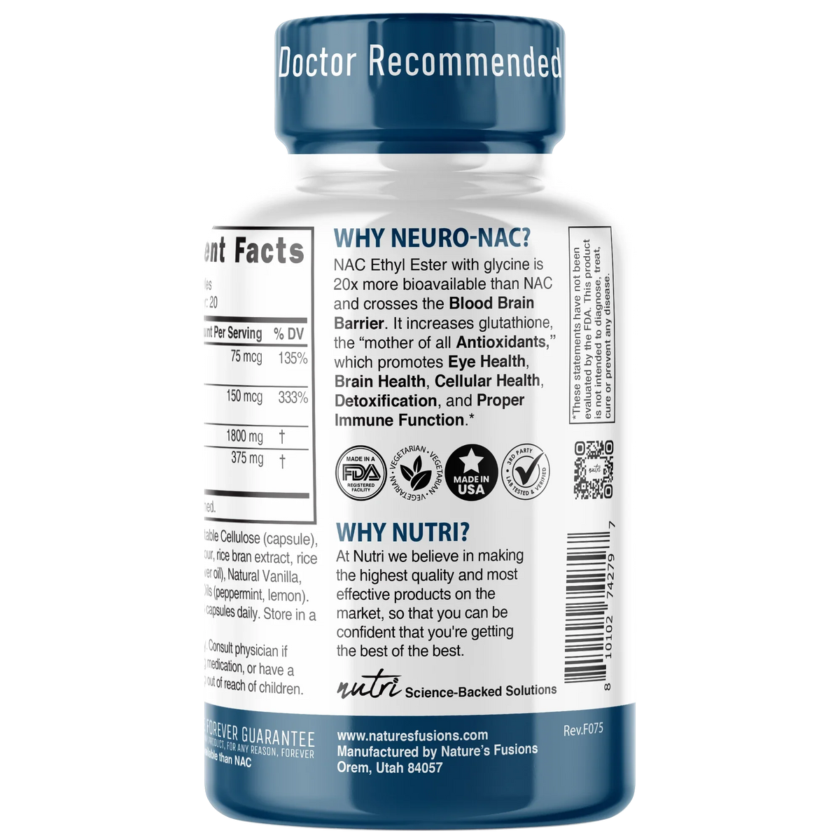 Nutri Neuro-NAC 375 mg side panel
