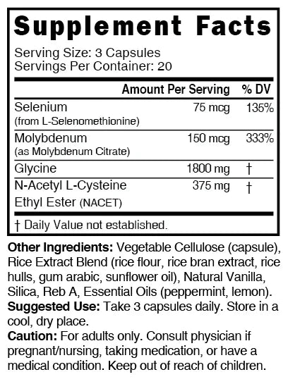 Nutri Neuro-NAC 375 mg Supplement Facts panel