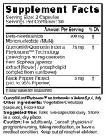Nutri NMN 300mg Supplement Facts panel