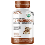 Nutri 10 Mushroom Organic 2400 mg bottle front label