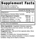 Nutri Triple Magnesium 440 mg Supplement Facts panel