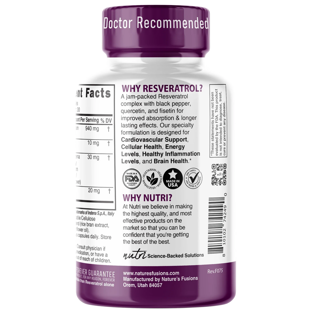 Nutri Resveratrol+ side panel