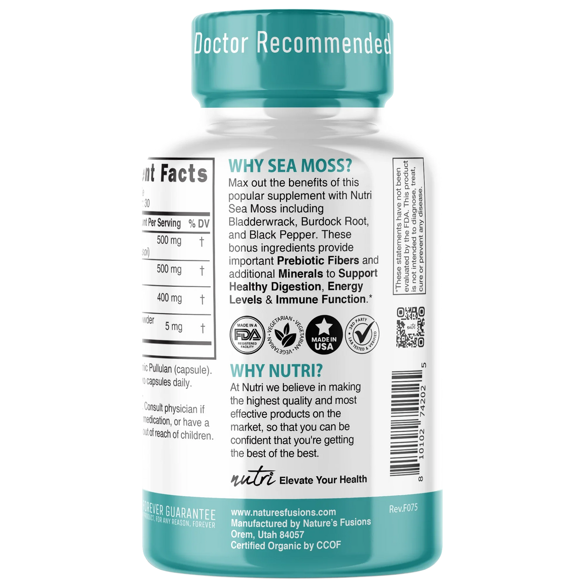 Nutri Sea Moss side label