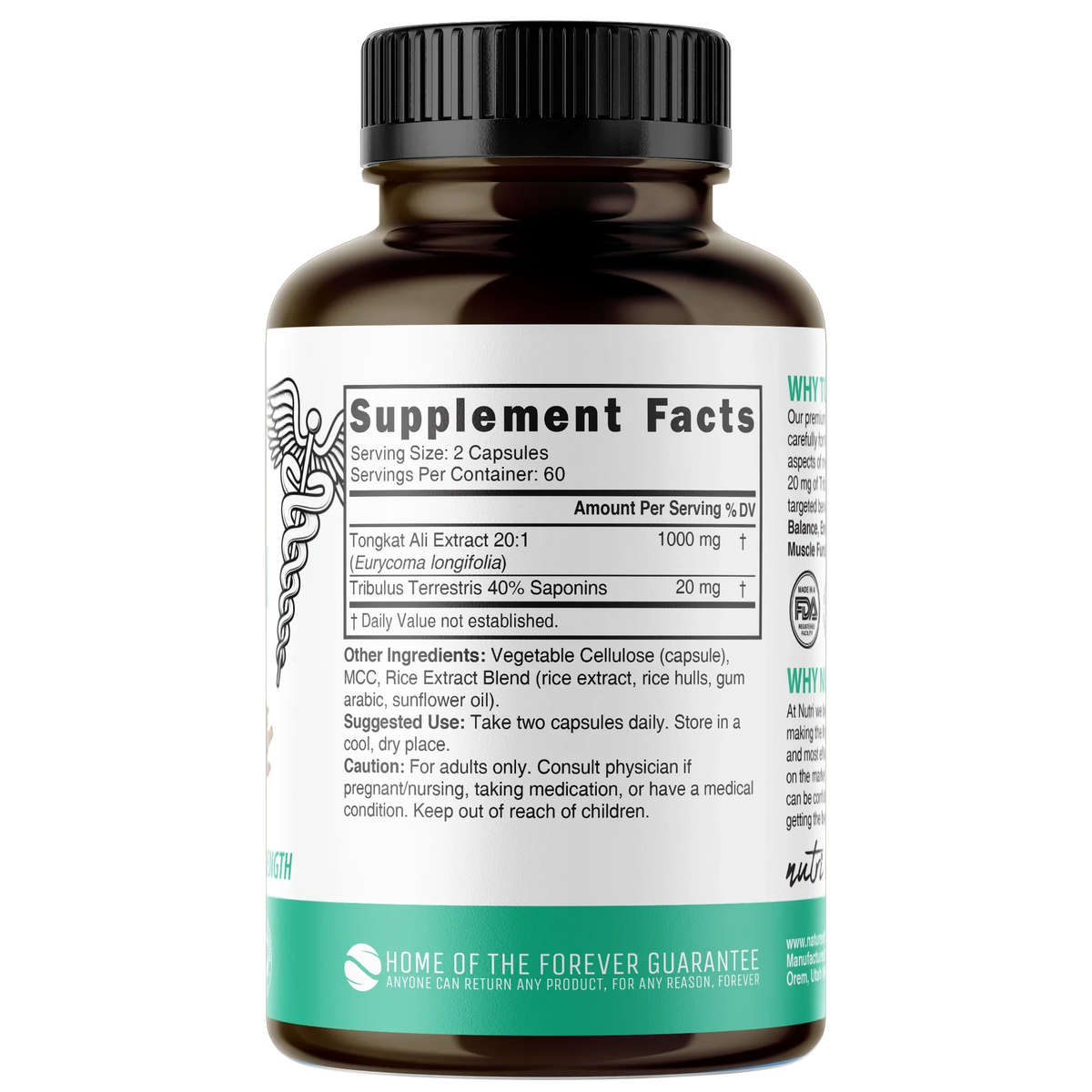 Nutri Tongkat Ali 1020mg Extra Strength bottle back label