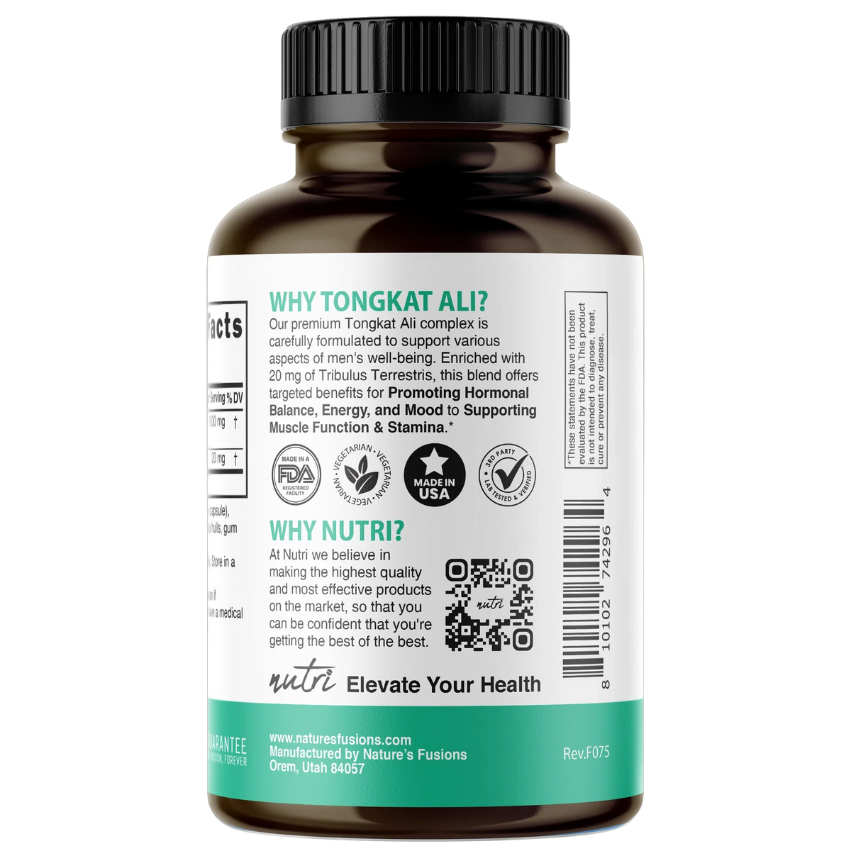Nutri Tongkat Ali 1020mg Extra Strength bottle side label