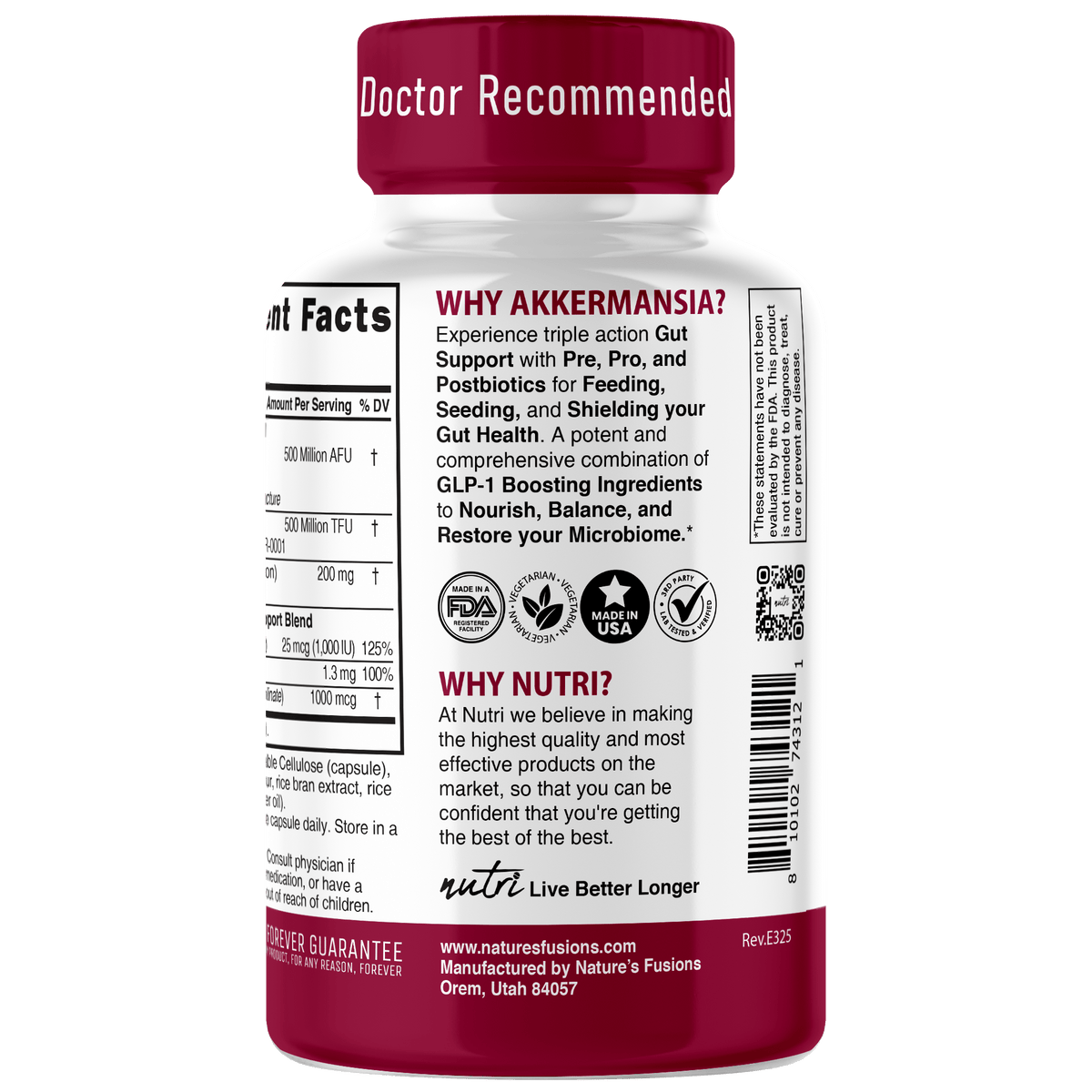Nutri Akkermansia GLP-1 1 Billion AFU, 60 Count