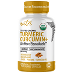 Nutri Turmeric Curcumin+ with Ginger, Piperine & Turmeric Oil 1350 mg - 90 Count - Organic